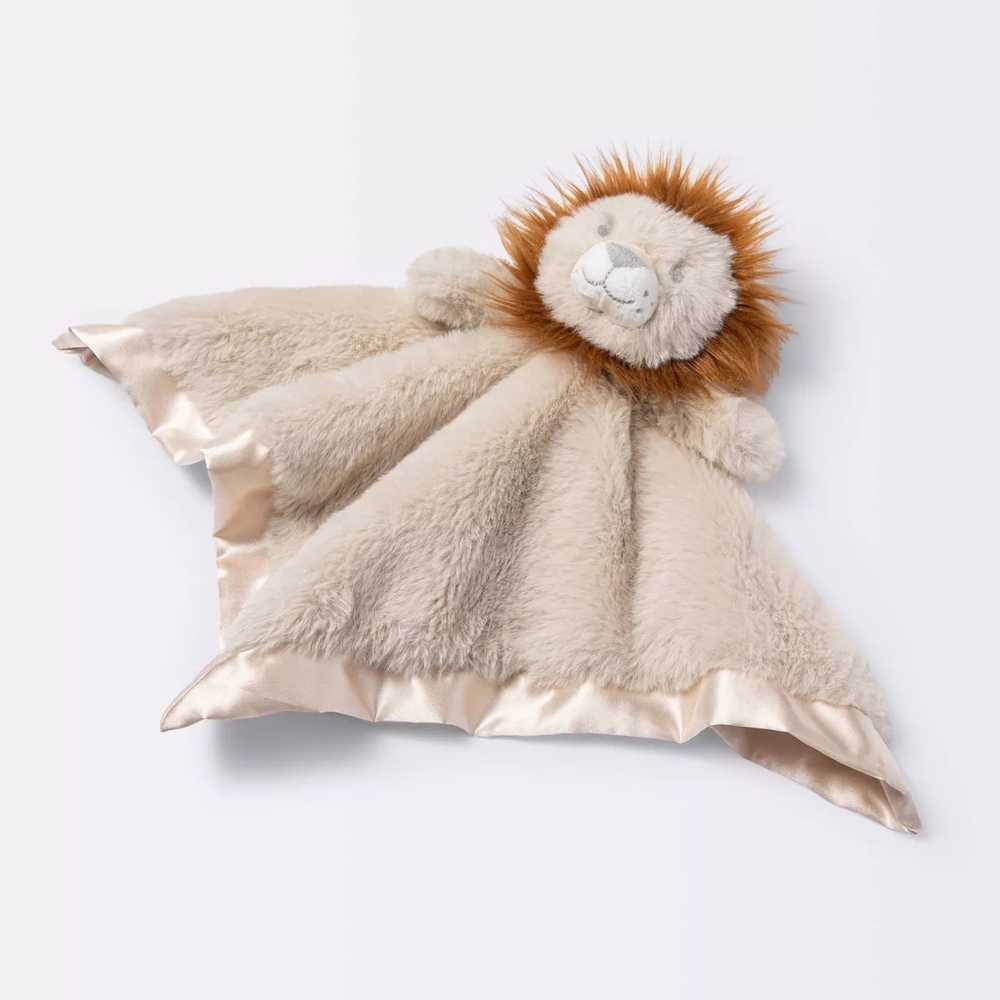 Cloud Island Lion Security Blanket in Cream and Brown